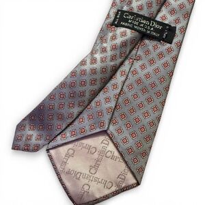 Christian Dior Vintage Made In USA Italian‎ Woven All Slik Geometric Pattern Tie